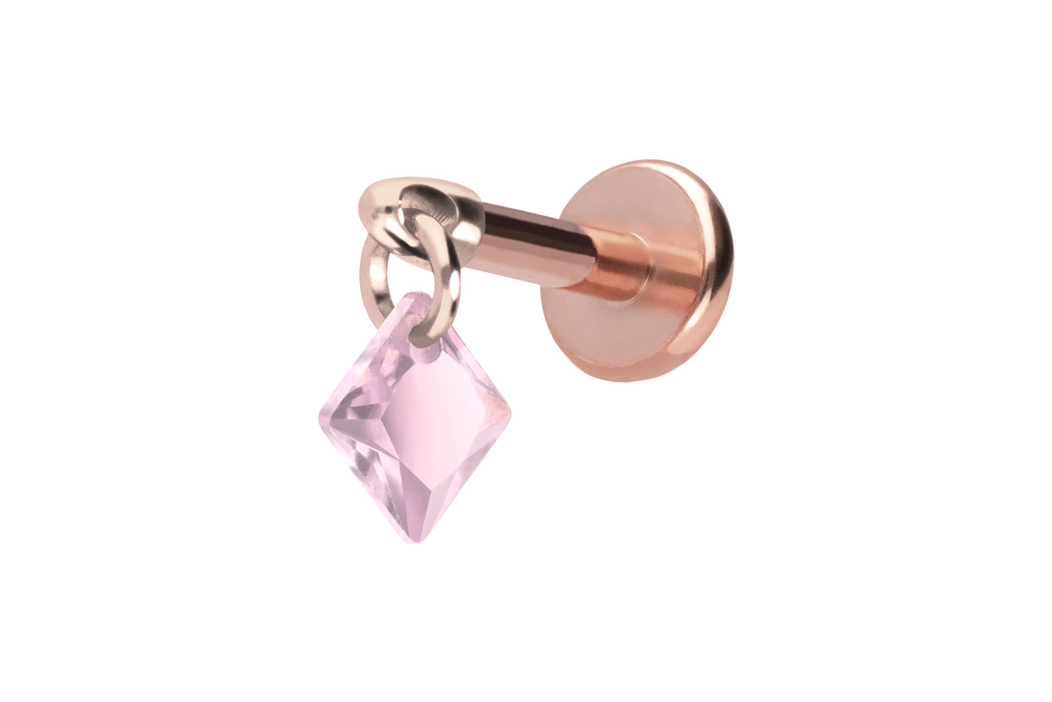 Titan Labret Piercing mit Push Fit KRISTALLQUADRAT